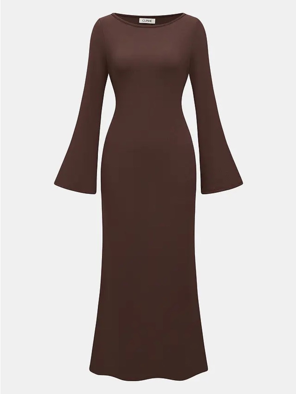 Cupshe Chocolate Brown Bell-Sleeve Maxi Dress
